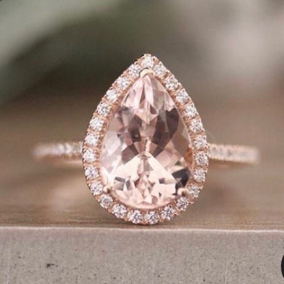 NEW 18K ROSE GOLD MORGANITE HALO RING - Picture 4 of 6